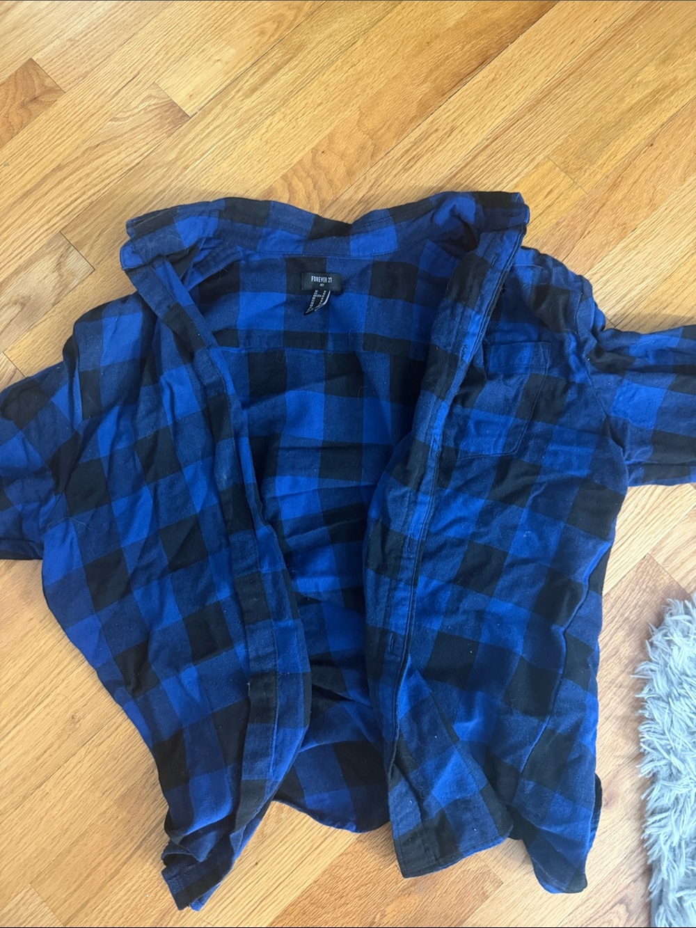 Blue and Black Plaid Button-Up Shirt